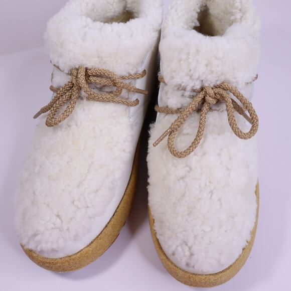 MONTELLIANA Gaia Ankle Snow Boot Off White Wool Shearling Lace Up Women's 38 - Picture 6 of 11
